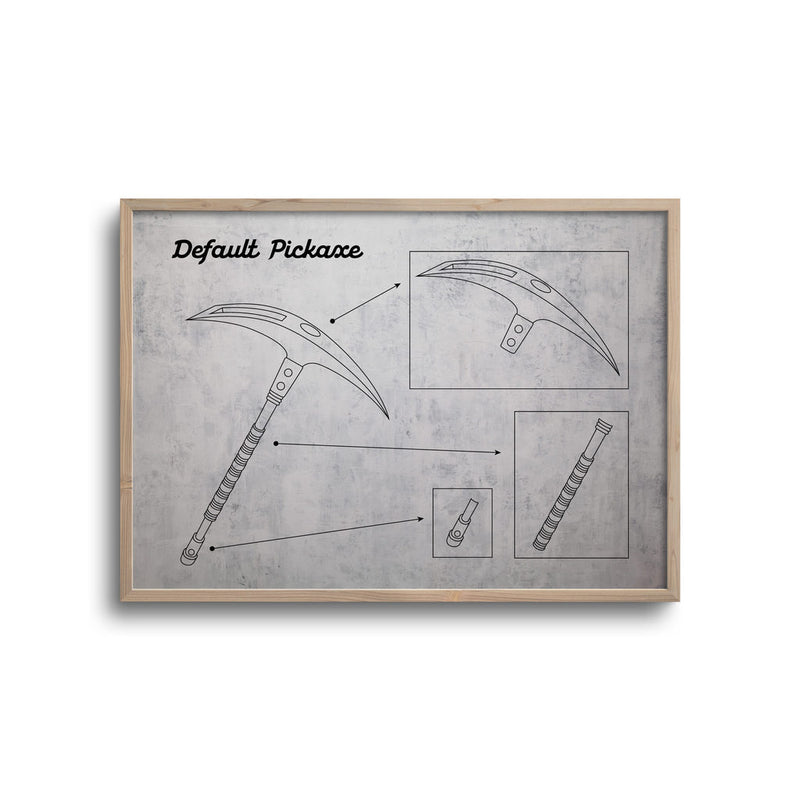 Gamer blueprint light background – pickaxe statue