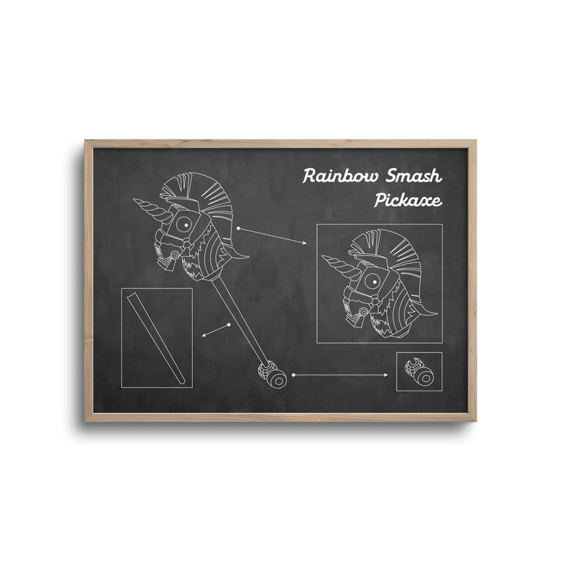 Gamer blueprint dark background – rainbow smash pickaxe
