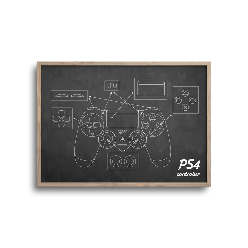 Gamer blueprint mørk baggrund - PS4 controller