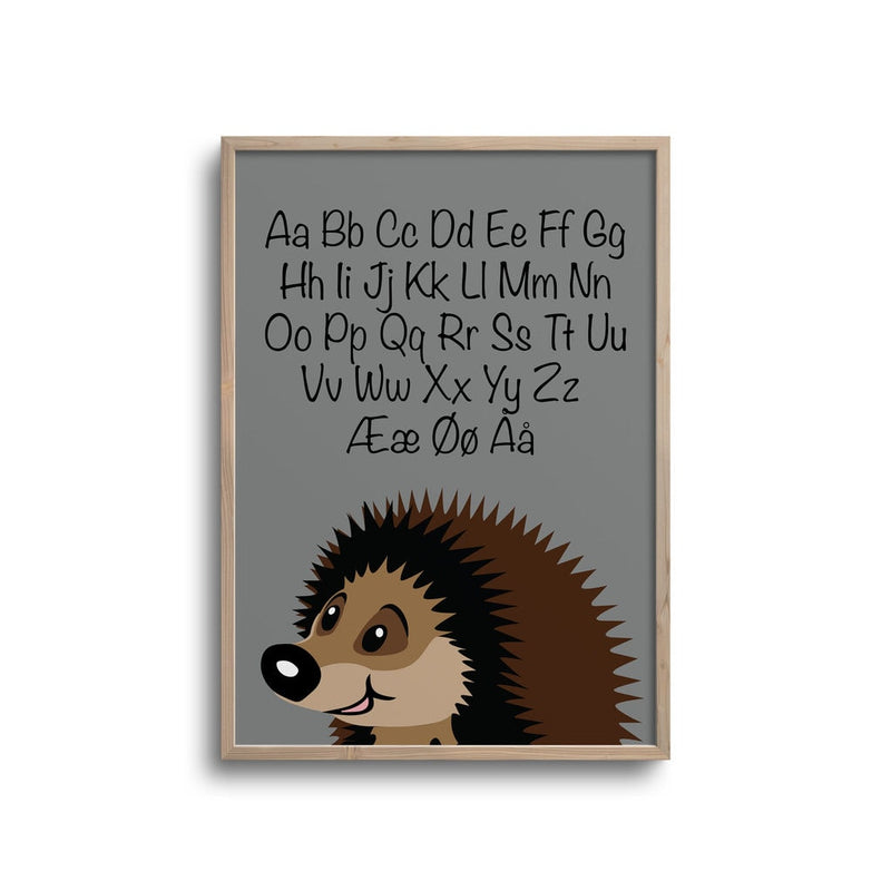 ABC poster with hedgehog - Grey