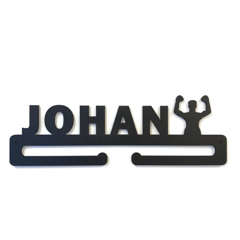 Medal hanger with boxer figure and own name