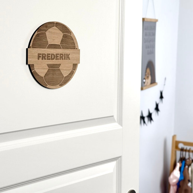 Fodbold navneskilt - træ