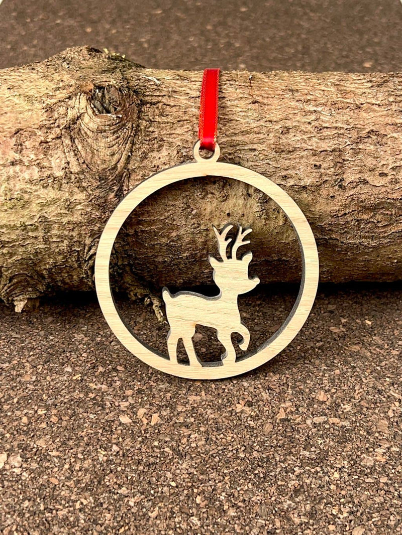 Wooden Christmas ornament with Rudolph the reindeer