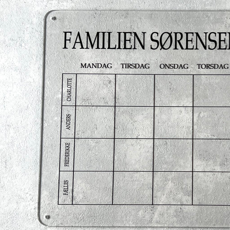 Familie ugekalender - 4 rækker