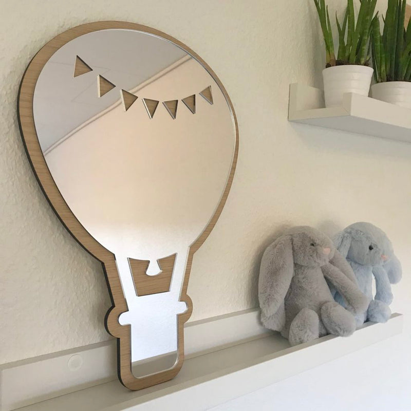 Hot air balloon mirror - wood