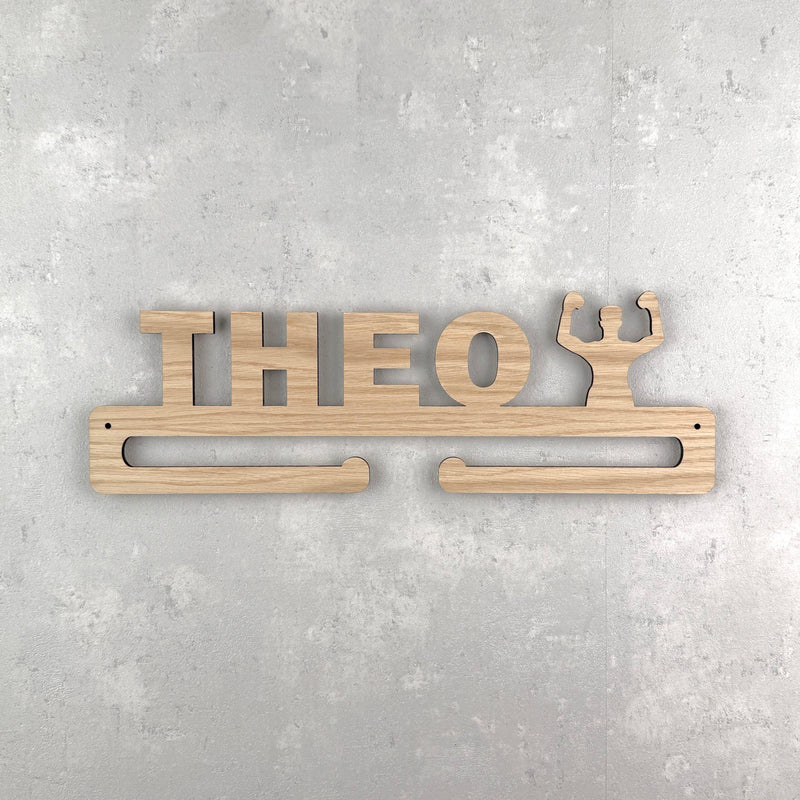 Medal hanger with boxer figure and own name