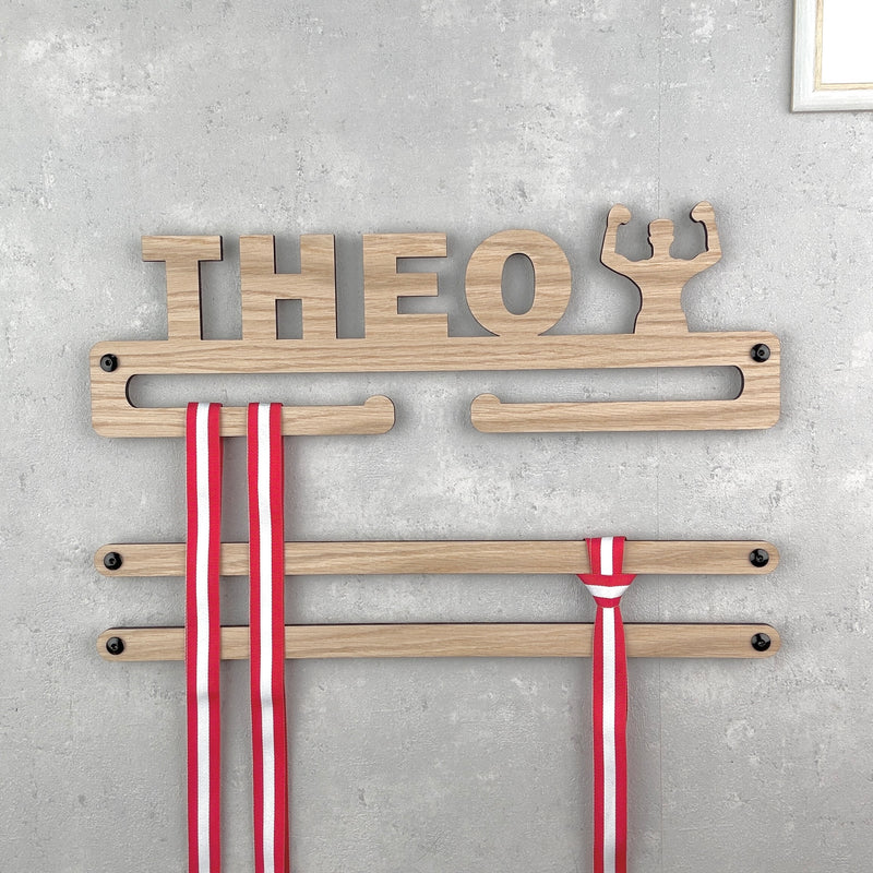 Medal hanger with boxer figure and own name