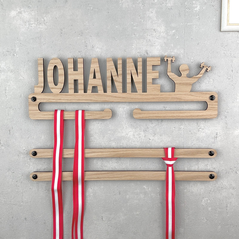 Medal hanger with fitness figure and own name