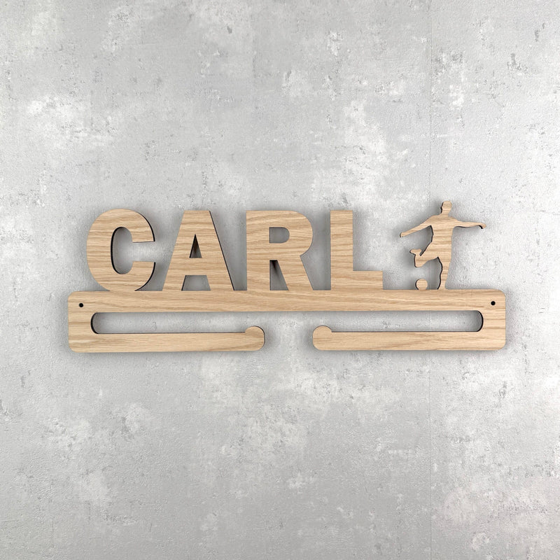 Medal hanger with football player and own name
