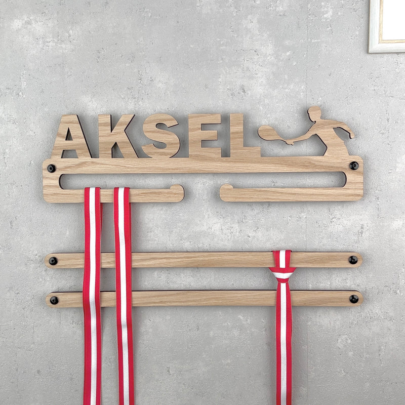 Medal hanger with tennis player and own name