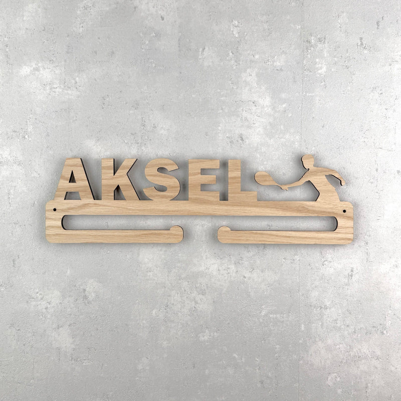 Medal hanger with tennis player and own name