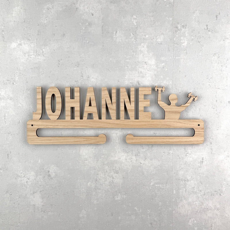 Medal hanger with fitness figure and own name