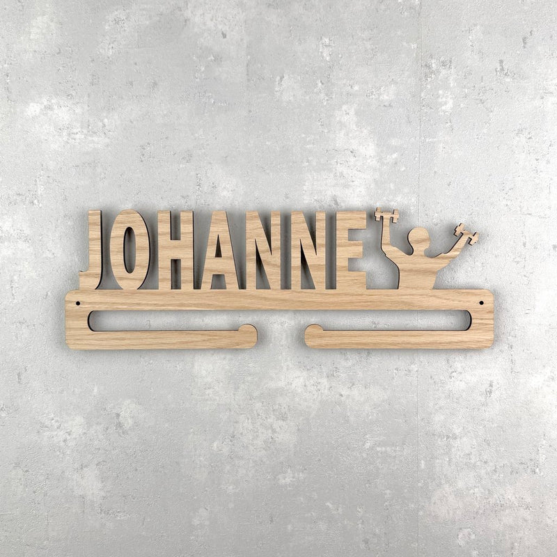 Medalje ophæng med fitnessfigur og eget navn