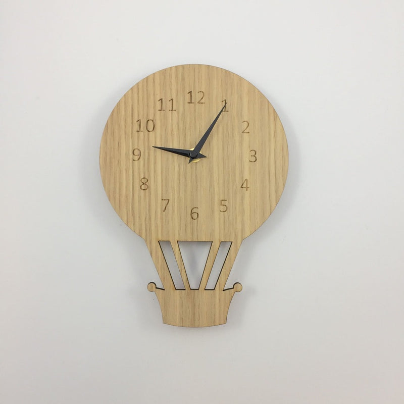 Round hot air balloon clock - wood