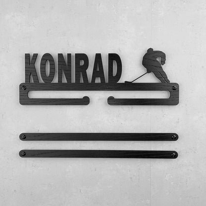 Medalje ophæng med hockeyspiller og eget navn